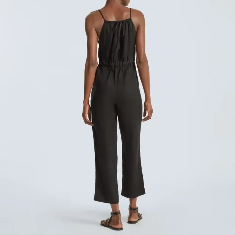 Everlane The Linen Shoestring Lightweight Jumpsuit Black XS